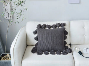 EMMA Knitted Throw Pillow With Tassels