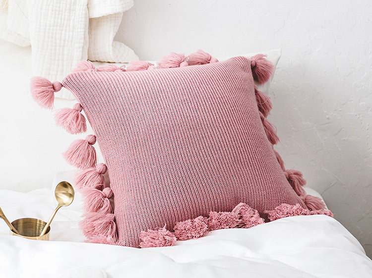 EMMA Knitted Throw Pillow With Tassels