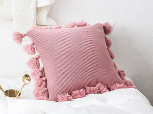 EMMA Knitted Throw Pillow With Tassels