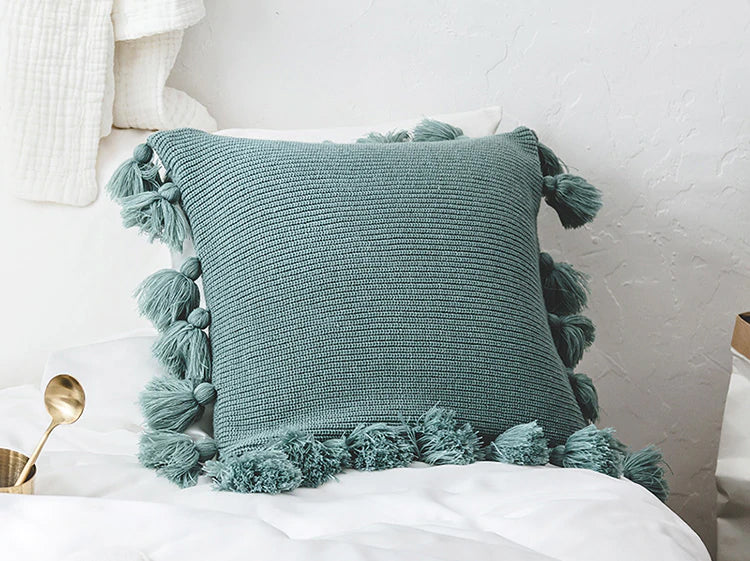 EMMA Knitted Throw Pillow With Tassels