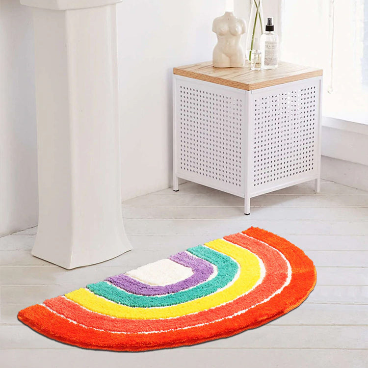 Ambesonne Striped Bath Mat, Rainbow Colored and White Fun Horizontal Lines  Kids Room Red Yellow Blue Green Art, Plush Bathroom Decor Mat with Non Slip  Backing, 29.5 X 17.5, Rainbow Colors