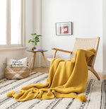 MILO Yellow Knitted Throw Blanket