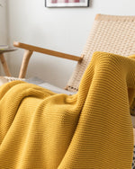 MILO Yellow Knitted Throw Blanket