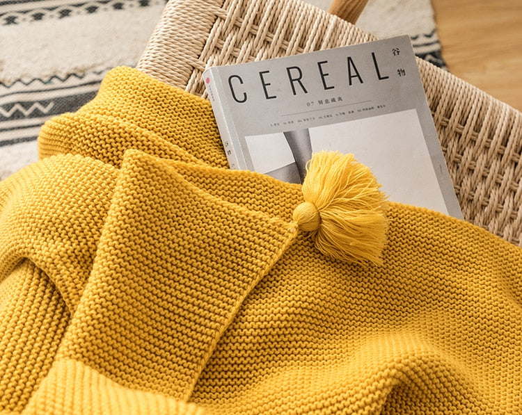 MILO Yellow Knitted Throw Blanket – Ciba Home