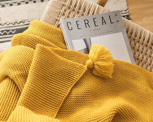 MILO Yellow Knitted Throw Blanket