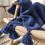 MILO Navy Blue Knitted Throw Blanket