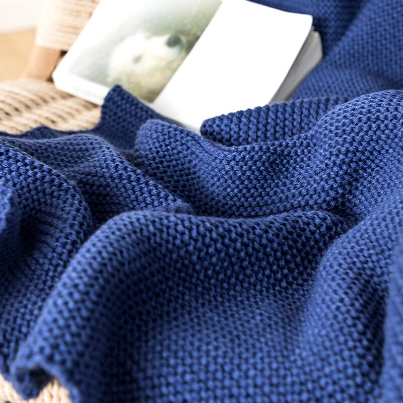 MILO Navy Blue Knitted Throw Blanket