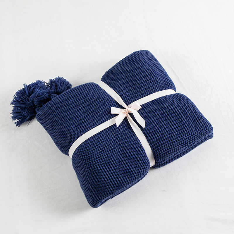 MILO Navy Blue Knitted Throw Blanket